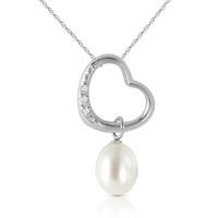 pearl and diamond pendant necklace 40ct in 9ct white gold