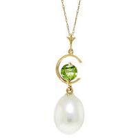 Pearl and Peridot Pendant Necklace 4.5ctw in 9ct Gold