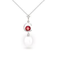 Pearl and Ruby Pendant Necklace 4.5ctw in 9ct White Gold