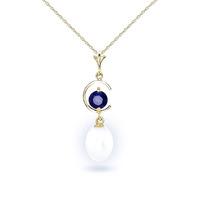 Pearl and Sapphire Pendant Necklace 4.5ctw in 9ct Gold