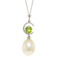 pearl and peridot pendant necklace 45ctw in 9ct white gold