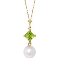 pearl and peridot pendant necklace 25ctw in 9ct gold