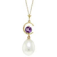 Pearl and Amethyst Pendant Necklace 4.5ctw in 9ct Gold