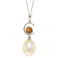 Pearl and Garnet Pendant Necklace 4.5ctw in 9ct White Gold