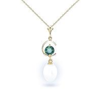 pearl and emerald pendant necklace 45ctw in 9ct gold