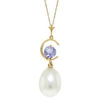 pearl and tanzanite pendant necklace 45ctw in 9ct gold