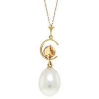 pearl and citrine pendant necklace 45ctw in 9ct gold