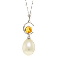 pearl and citrine pendant necklace 45ctw in 9ct white gold