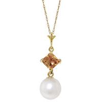 pearl and citrine pendant necklace 25ctw in 9ct gold