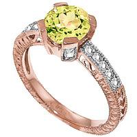 Peridot and Diamond Renaissance Ring 1.5ct in 9ct Rose Gold