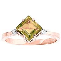 Peridot and Diamond Ring 1.75ct in 9ct Rose Gold