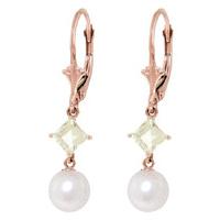 Pearl and Aquamarine Drop Earrings 5.0ctw in 9ct Rose Gold