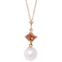 Pearl and Citrine Pendant Necklace 2.5ctw in 9ct Rose Gold