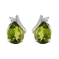 Peridot and Diamond Stud Earrings 4.2ctw in 9ct White Gold