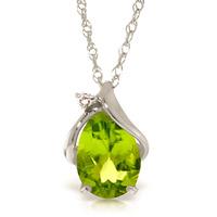 Peridot and Diamond Pendant Necklace 2.1ct in 9ct White Gold