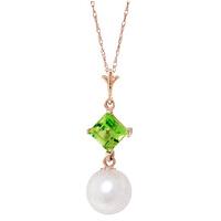 pearl and peridot pendant necklace 25ctw in 9ct rose gold