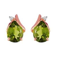 Peridot and Diamond Stud Earrings 4.2ctw in 9ct Rose Gold