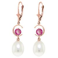 Pearl and Pink Topaz Drop Earrings 9.0ctw in 9ct Rose Gold