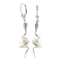 pearl and diamond serpent earrings 80ctw in 9ct white gold