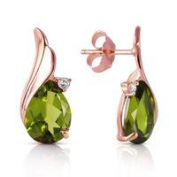 Peridot and Diamond Stud Earrings 4.2ctw in 9ct Rose Gold