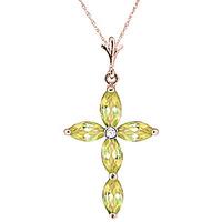 peridot and diamond vatican cross pendant necklace 108ctw in 9ct rose  ...