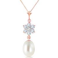 pearl aquamarine and diamond daisy pendant necklace 45ctw in 9ct rose  ...