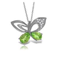 peridot and diamond butterfly pendant necklace 36ctw in 9ct white gold