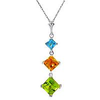 peridot blue topaz and citrine three stone pendant necklace 24ctw in 9 ...