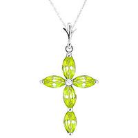 peridot and diamond vatican cross pendant necklace 108ctw in 9ct white ...