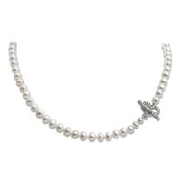 Perlissimo Silver Freshwater Pearl Heart CZ Necklace S01N-0055