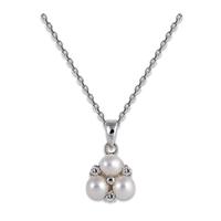 Perlissimo Sterling Silver CZ and Pearl Cluster Pendant S01N-0034