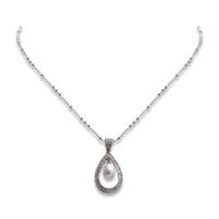 Perlissimo Silver CZ Tear Drop Freshwater Pearl Pendant S01N-0006