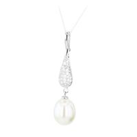 Perlissimo Silver Cubic Zirconia Cultured Freshwater Pearl Drop Pendant S02P-2541