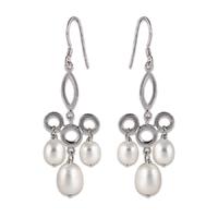 Perlissimo Silver Triple Freshwater Pearl Drop Earrings S02E-2505