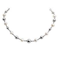 perlissimo silver bead freshwater pearl necklace s02n 2527