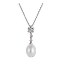 Perlissimo Sterling Silver Cubic Zirconia Pearl Flower Pendant S02N-2536