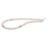 Perlissimo Silver Triple Pave Cubic Zirconia Beads Pearl Necklace S01N-0084