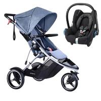 Phil & Teds Dash 2in1 Travel System-Blue Marl (New)
