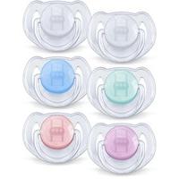 Philips Avent Soother Translucent 6-18m Colours/Designs May Vary - SCF170/22 (Pack of 6, 12 Soothers)