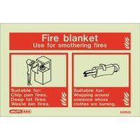 photoluminescent sign fire blanket h x w 100 x 150