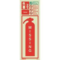 PHOTOLUMINESCENT SIGN \'MISSING WATER\' H X W: 200 X 450