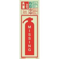 PHOTOLUMINESCENT SIGN \'MISSING FOAM SPRAY\' H X W: 200 X 450