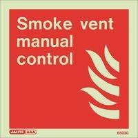 PHOTOLUMINESCENT SIGN \'SMOKE VENT MANUAL CONTROL\' H X W: 150 X 150