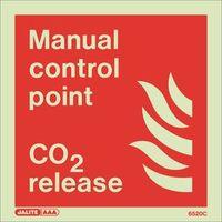 PHOTOLUMINESCENT SIGN \'MANUAL CONTROL POINT CO2\' H X W: 150 X 150