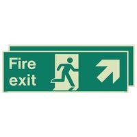 photoluminescent sign fire exit up left right h x w 300 x 900