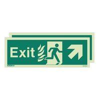 photoluminescent sign htm exit up left right h x w 200 x 450