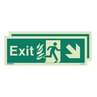 PHOTOLUMINESCENT SIGN \'HTM EXIT DOWN LEFT / RIGHT\' H X W: 150 X 400