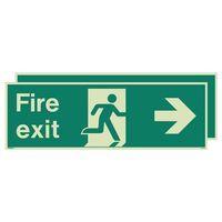 photoluminescent sign fire exit left right h x w 300 x 900