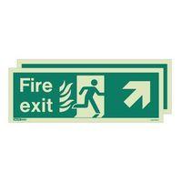 PHOTOLUMINESCENT SIGN \'HTM FIRE EXIT UP LFET / RIGHT\' H X W: 150 X 150