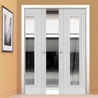 phoenix white double pocket doors clear glass